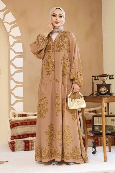 Neva Style Rochie hijab cu model de flori 18241C