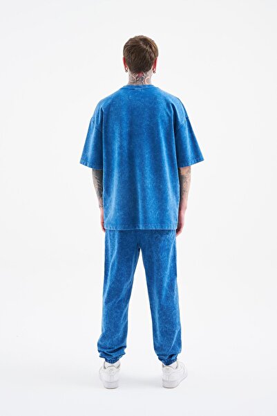 Machinist Ανδρικό μπλουζάκι πολυτελείας Basic Washed Oversize Indigo Spotted