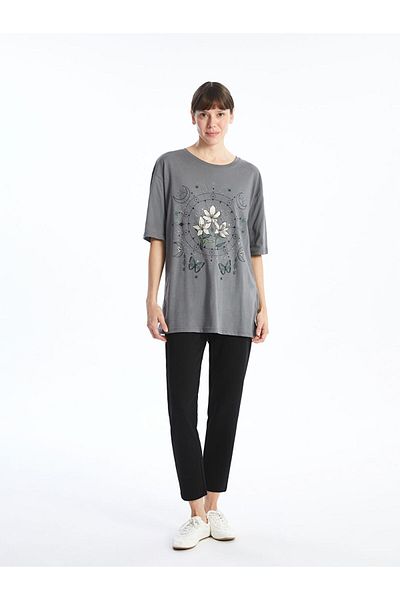 LC Waikiki New Season Crew Neck Printed Oversize Women's T-Shirt - S5Fa86Z8