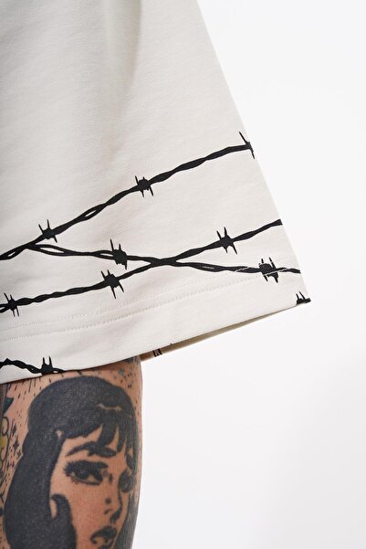Machinist Ανδρικό μπλουζάκι Oversize Grey - Barbed Wire Printed