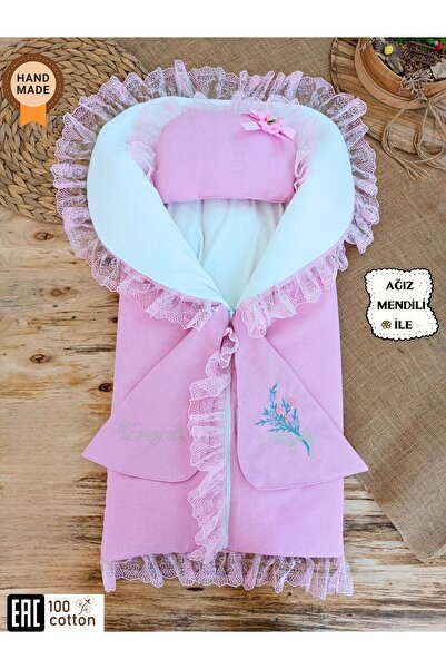 Tomuycuk بطانية وقماط للفتيات الصغيرات من الدانتيل الوردي - إصدار مستشفى هدية بسحاب