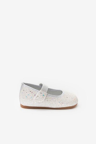 Le Mabelle White Butterfly Glitter Girls' Ballerina Shoes