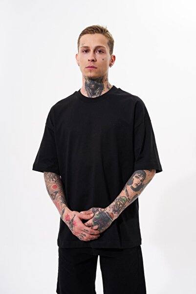 Machinist Ανδρικό μπλουζάκι Basic μονόχρωμο βαμβακερό oversize μαύρο