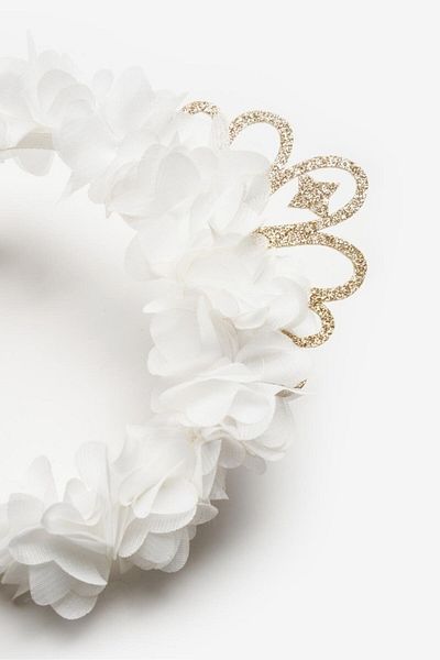 Le Mabelle Floral Girl's Crown with White Princess Figure