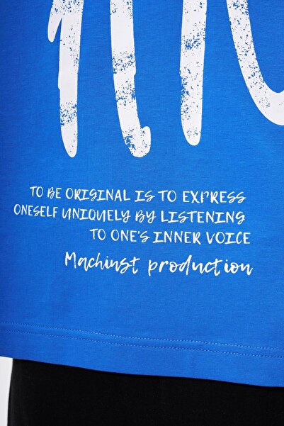 Machinist Чоловіча футболка Oversize з коміром-поло, синя - з високим принтом