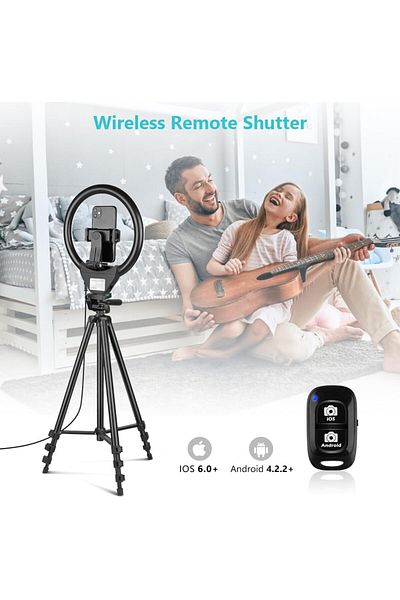 AWH 10" Ring Light with 50" Tripod Stand & Phone Holder for Live Stream, Makeup, YouTube, TikTok