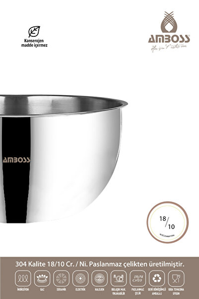 Amboss Neptün 6 Parça Paslanmaz Çelik Karıştırma Kabı Sütlük Seti