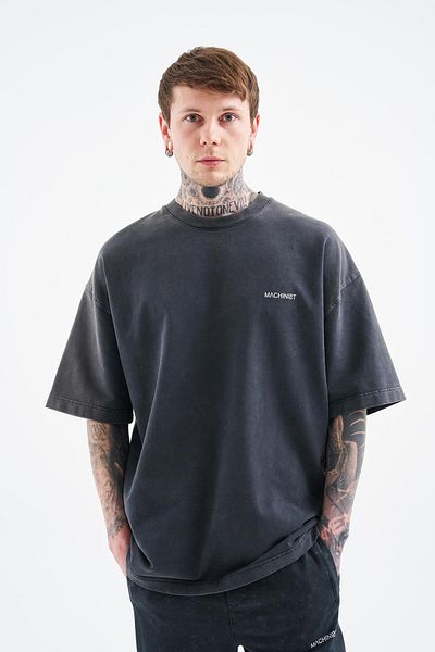 Machinist Men's Luxury Basic Washed Oversize Anthracite T-Shirt