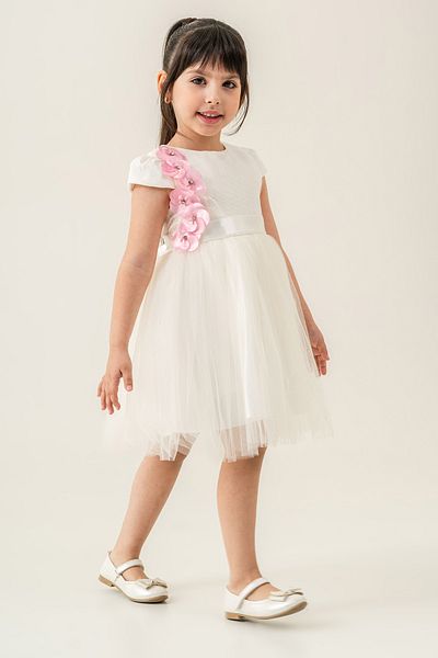 Eray Kids Βραδινό φόρεμα για κορίτσια από ύφασμα από τούλι και λεπτομέρεια λουλουδιών