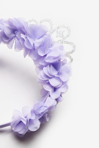 Le Mabelle Floral Girl's Crown with Lilac Princess Figure