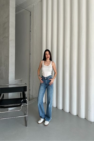 XRAY JEANS Pantaloni de damă cu dungi largi Palazzo A. Blue Denim