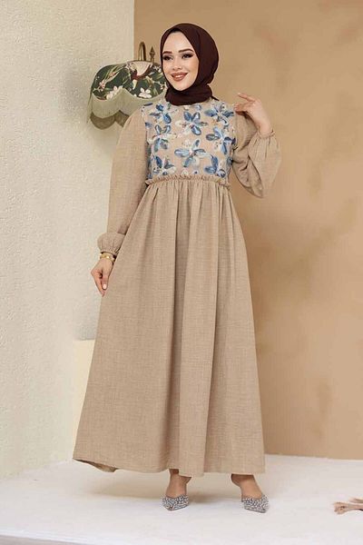Neva Style Rochie hijab din nurcă cu model 45741V