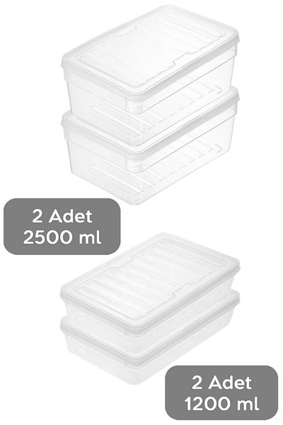 Meleni Home Set of 4 Deep Shallow Microwave Compatible Storage Containers Clear Lid Kitchen Organizer