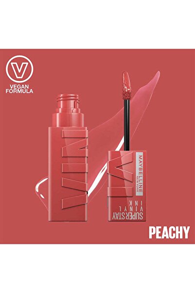 Maybelline New York أحمر شفاه سائل لامع سوبر ستاي فينيل إنك يدوم طويلاً بلون الخوخ 15 خوخي