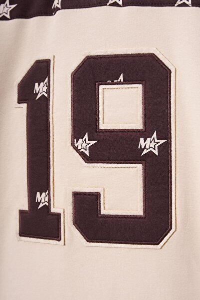 Machinist Ανδρικό μπλουζάκι σε μπεζ καφέ - 19 κεντημένο, υπερμεγέθη λαιμό πόλο