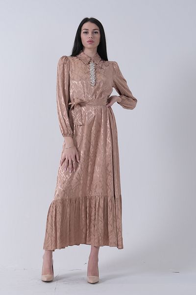 Feminist Judge Collar Belt Detailed Dress Gold 4593265