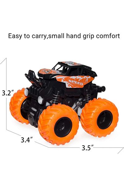 AWH 8 Pack Monster Truck Toys, Friction Powered Push & Go Cars, Stunt Toy Set for Kids & Toddlers