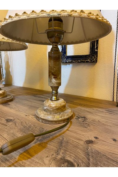 ANTİKA AYAL Antique Marble Pedestal Lampshade