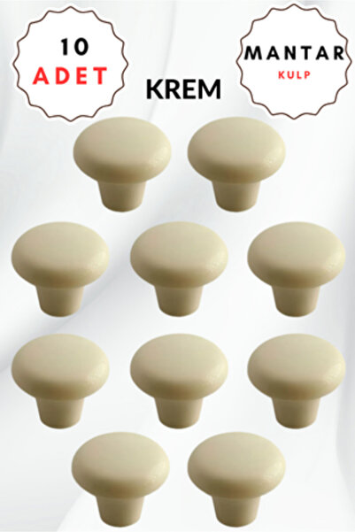 ALPAKS Mantar Plastik Düğme Krem Yuvarlak Mobilya Çekmece Düğme Kulp 5'li Pak...