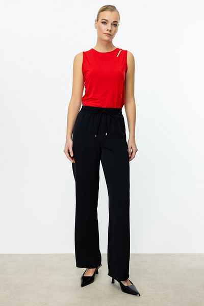 Ekol Black Wide Leg Crepe Trousers