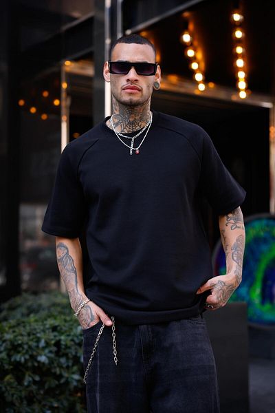 Pobudo Black Color Half Sleeve Oversize T-Shirt