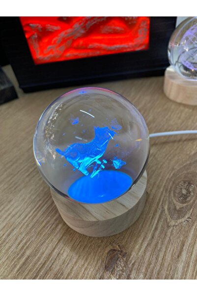 Story 3 D CAM KÜRE AHŞAP 10 FARKLI RENK RGB IŞIKLI TAVAN YANSITMALI