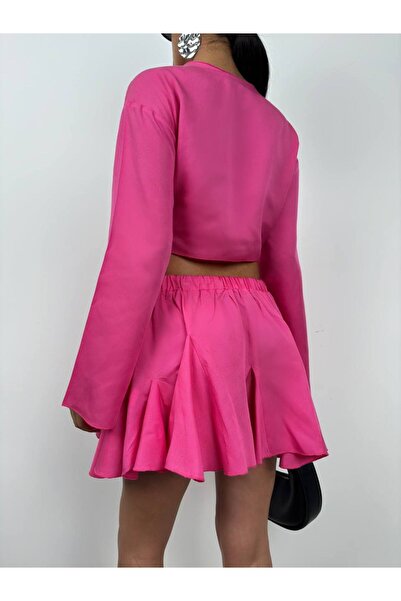 lovebox Fusta evazată pentru femei de culoare fuchsia cu talie elastică de sezon nou 24s02052