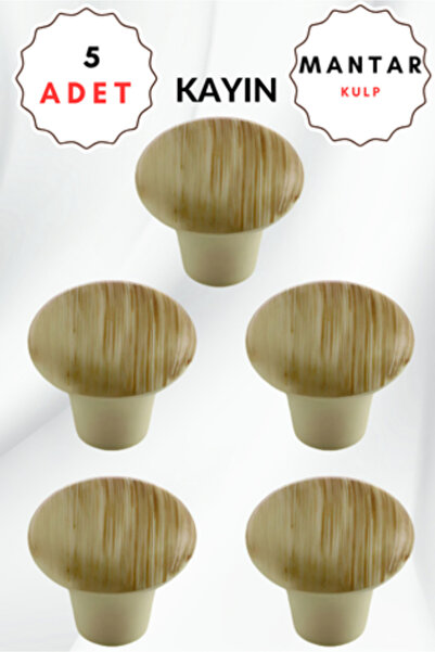 ALPAKS مقبض زر بلاستيكي على شكل فطر من خشب الزان للأثاث الدائري، مجموعة من 5 ...