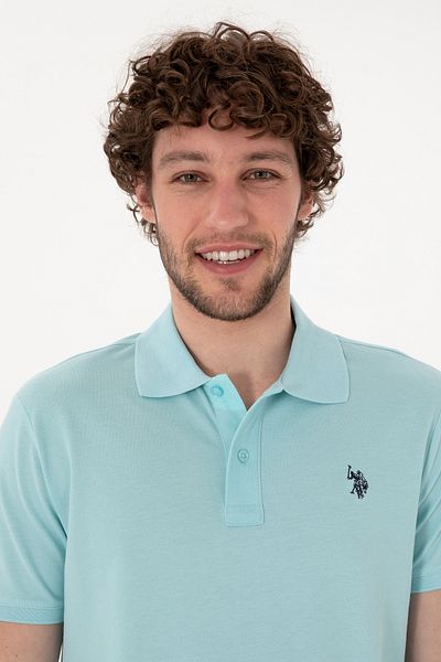 U.S. Polo Assn. Ανδρικό μπλουζάκι με λεπτή εφαρμογή Polo Neck Light Blue Basic 50297984-VR007