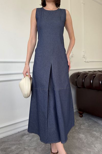 MAGARDE Rochie albastră cu design denim