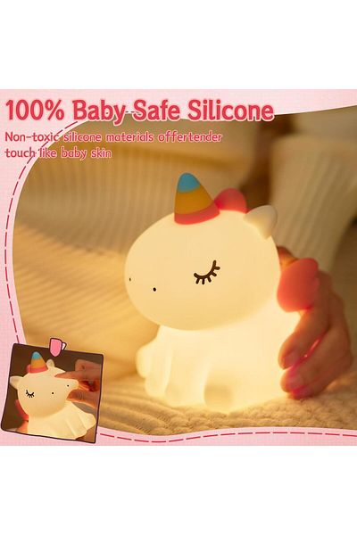 AWH Unicorn Night Light, 3 Light Modes, Dimmable with Timer, Touch Control Lamp for Kids