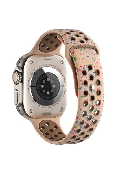 PSGT Apple Watch Seri: 1/2/3/4/5/6/se/7/8/9 (38-40-41MM) Ve Seri 10 (42MM) Uyumlu Silikon Kordon Dilekli