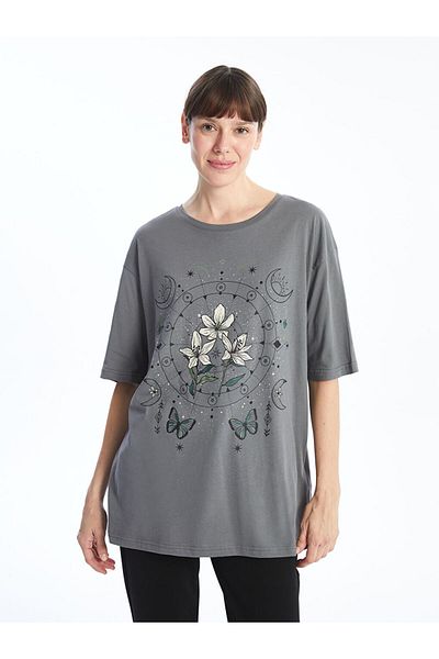 LC Waikiki New Season Crew Neck Printed Oversize Women's T-Shirt - S5Fa86Z8