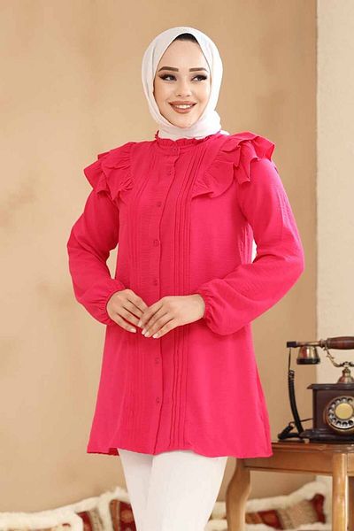 Neva Style Tunica Hijab Fuchsia cu nasturi 42291F