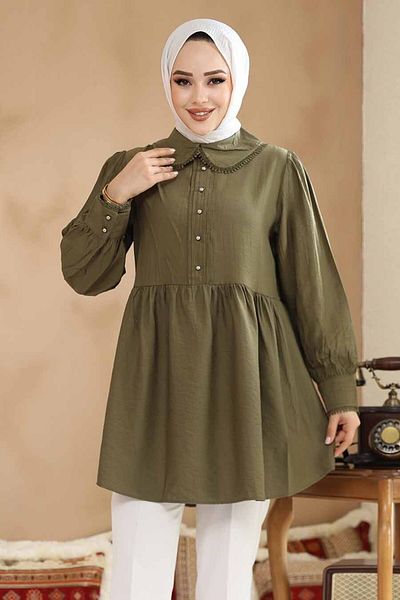 Neva Style Guler pentru copii Tunica Hijab Kaki 40691HK