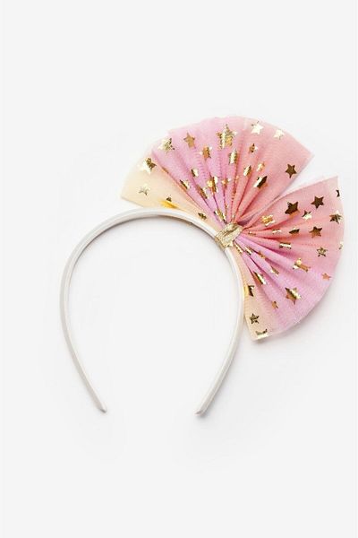 Le Mabelle Yellow Star Tulle Bow Girl's Crown