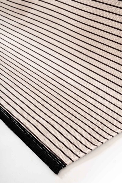 Oriente Home Line Patterned Runner Cream Black Washable Chenille Fringed Non-Slip Base Kitchen Rug 8379