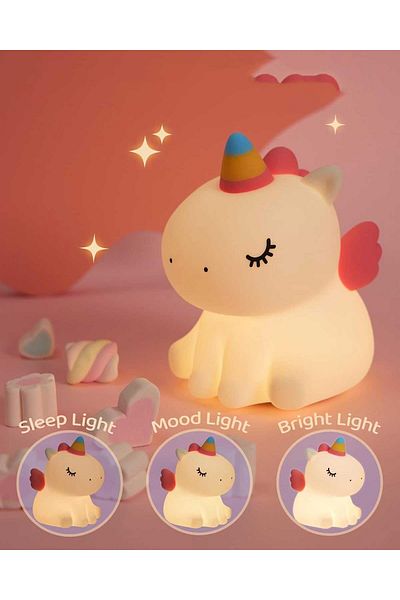AWH Cute Unicorn Night Light for Kids, Girls Room Decor, Squishy Baby Night Lamp, Unicorn Gift