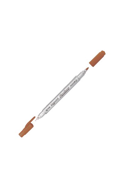 Bigpoint Twin Fineliner Brown Pen - 0.4mm & 1.2mm, Dual Fiber Nib Drawing Pen