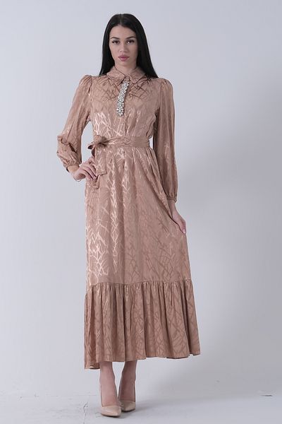 Feminist Judge Collar Belt Detailed Dress Gold 4593265