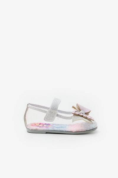 Le Mabelle Silver Mermaid Bow Transparent Girls' Shoes