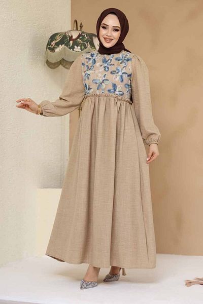 Neva Style Rochie hijab din nurcă cu model 45741V