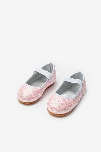 Le Mabelle Pink Butterfly Glitter Girls' Ballerina Shoes