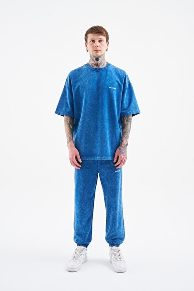 Machinist Ανδρικό μπλουζάκι πολυτελείας Basic Washed Oversize Indigo Spotted