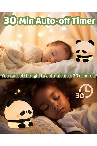 AWH Cute Panda Night Light, 7-Color Changing LED, Rechargeable Silicone Touch Lamp for Kids