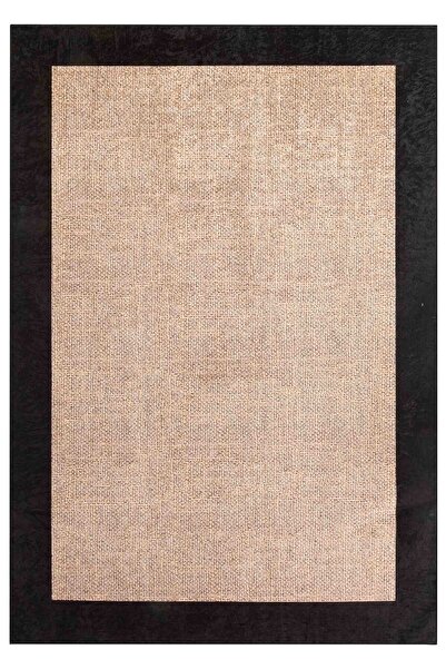 Oriente Home Jüt Desenli Yolluk Krem Siyah Yıkanabilir Kadife Kaymaz Taban Koridor Halısı 8375