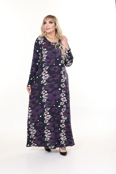mami butik Women's Plus Size Long Sleeve Viscose Combed Cotton Hijab Suitable Long Maxi Dress