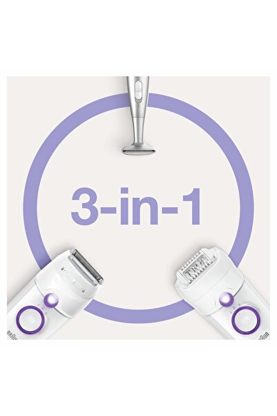 Braun Silk-épil 5 5825 3'ü 1 Arada Kablolu Kuru Kullanım Epilatör Bikini Trimmer
