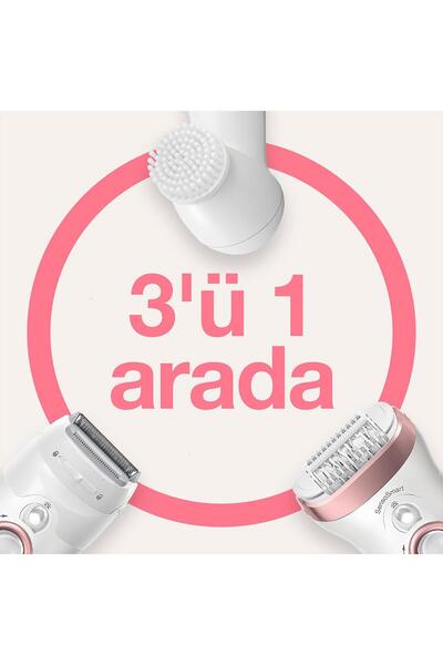 Braun Silk-épil 9 9855 Sensosmart, Kablosuz, Islak & Kuru, 3'ü 1 Arada Epilatör
