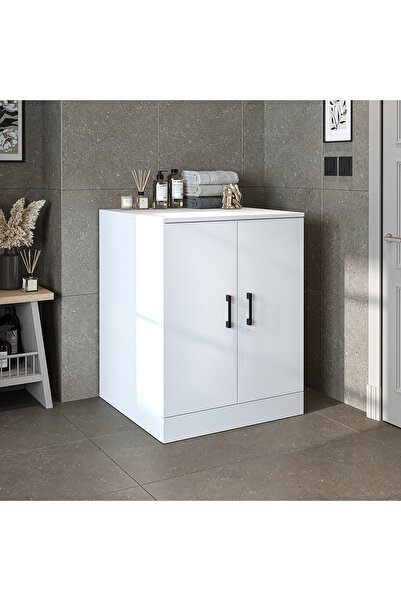 ROOMART Çamaşır-Kurutma Makinesi Alt Dolabı Kapaklı Banyo Alt Dolap